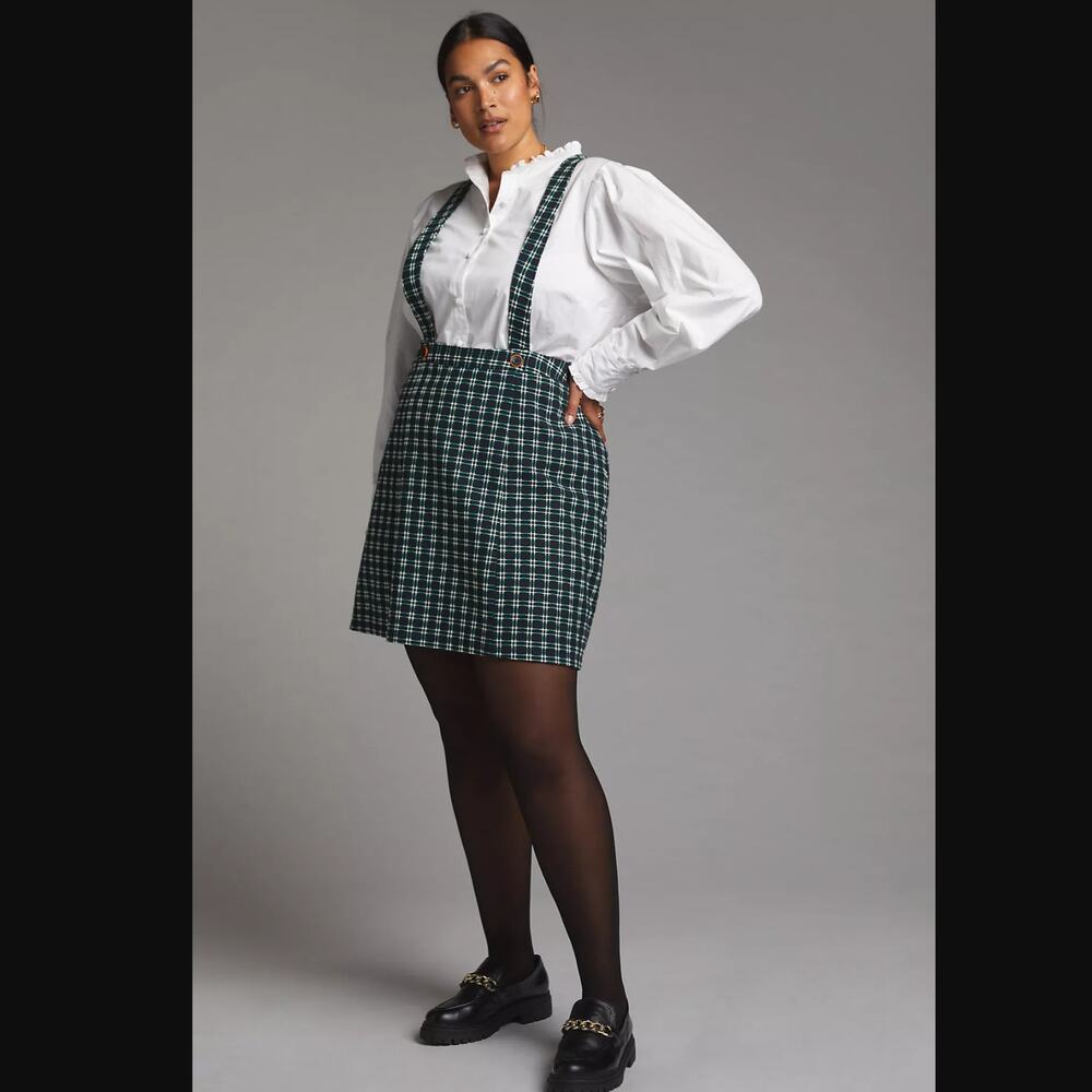 Anthropologie Maeve Plaid Pinafore Skirt - New - 20W